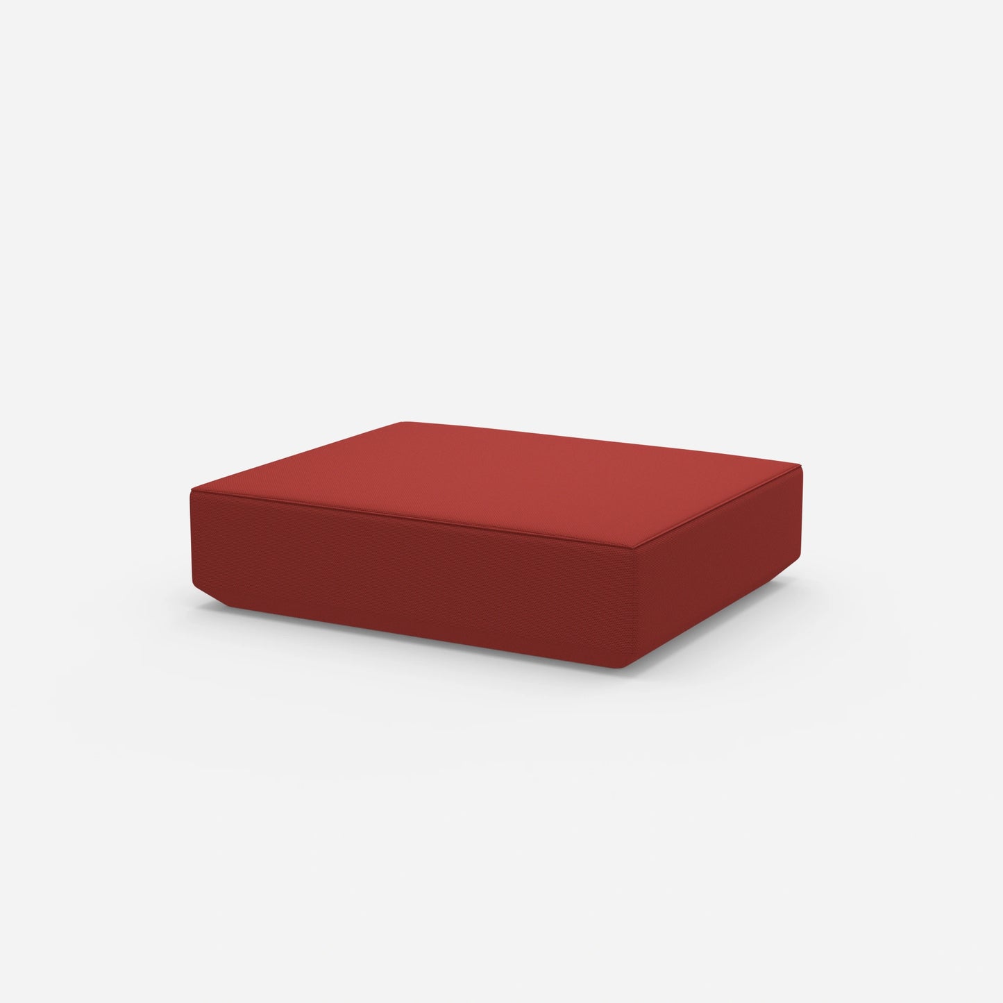 Pouf rosso visto di lato