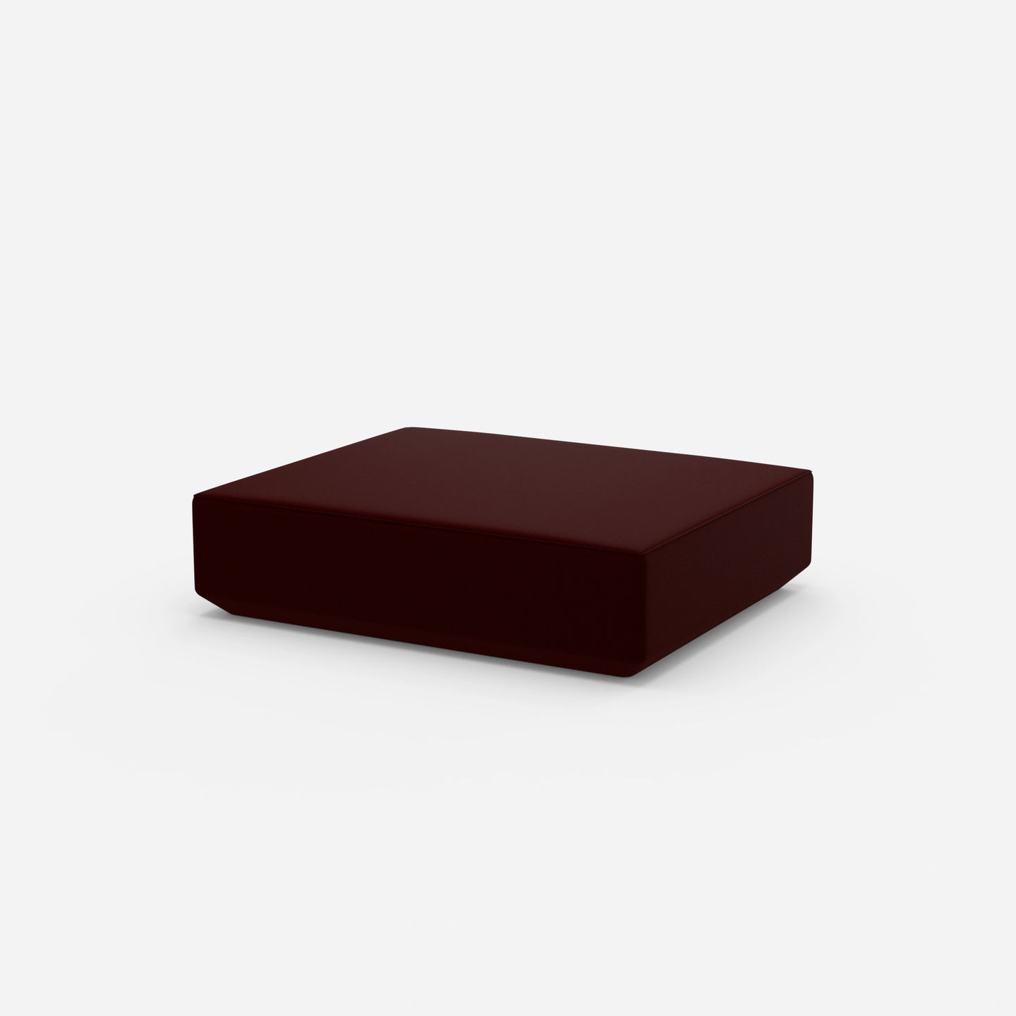 Pouf rosso visto di lato