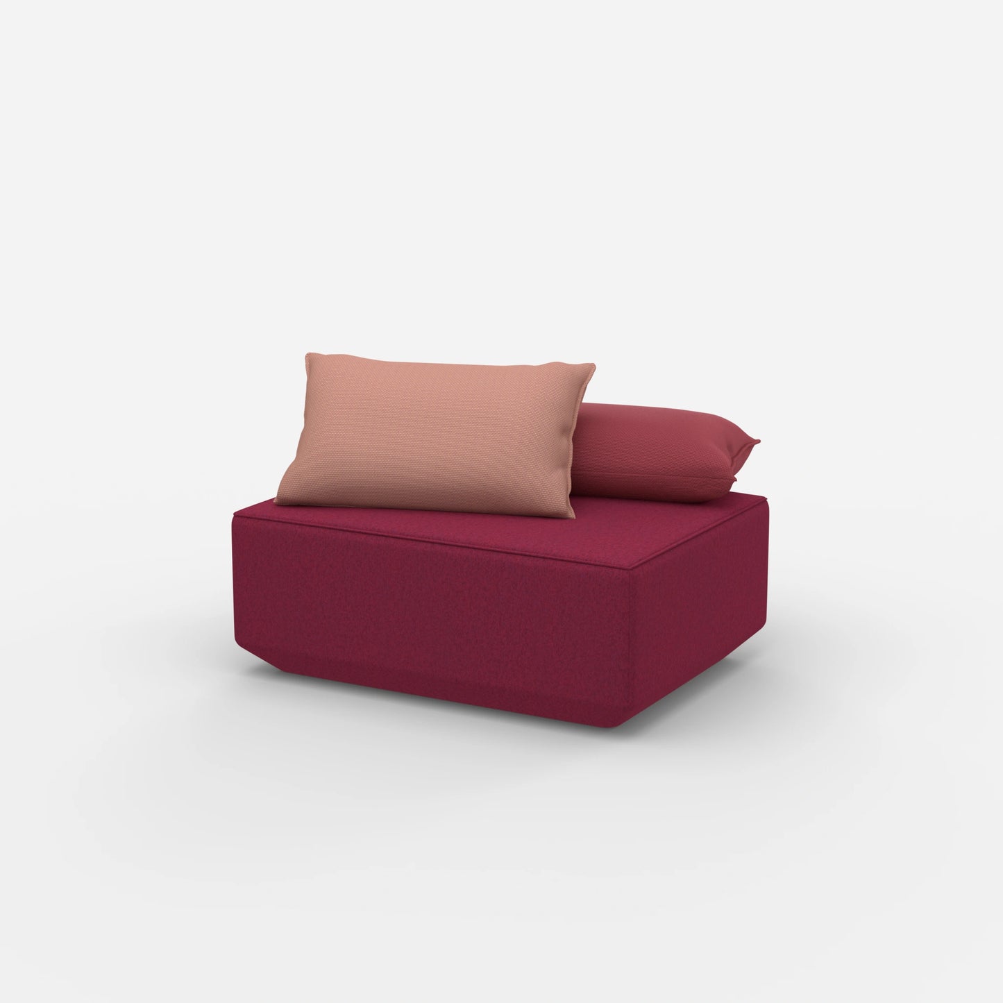 Pouf di seduta in rosa dal lato