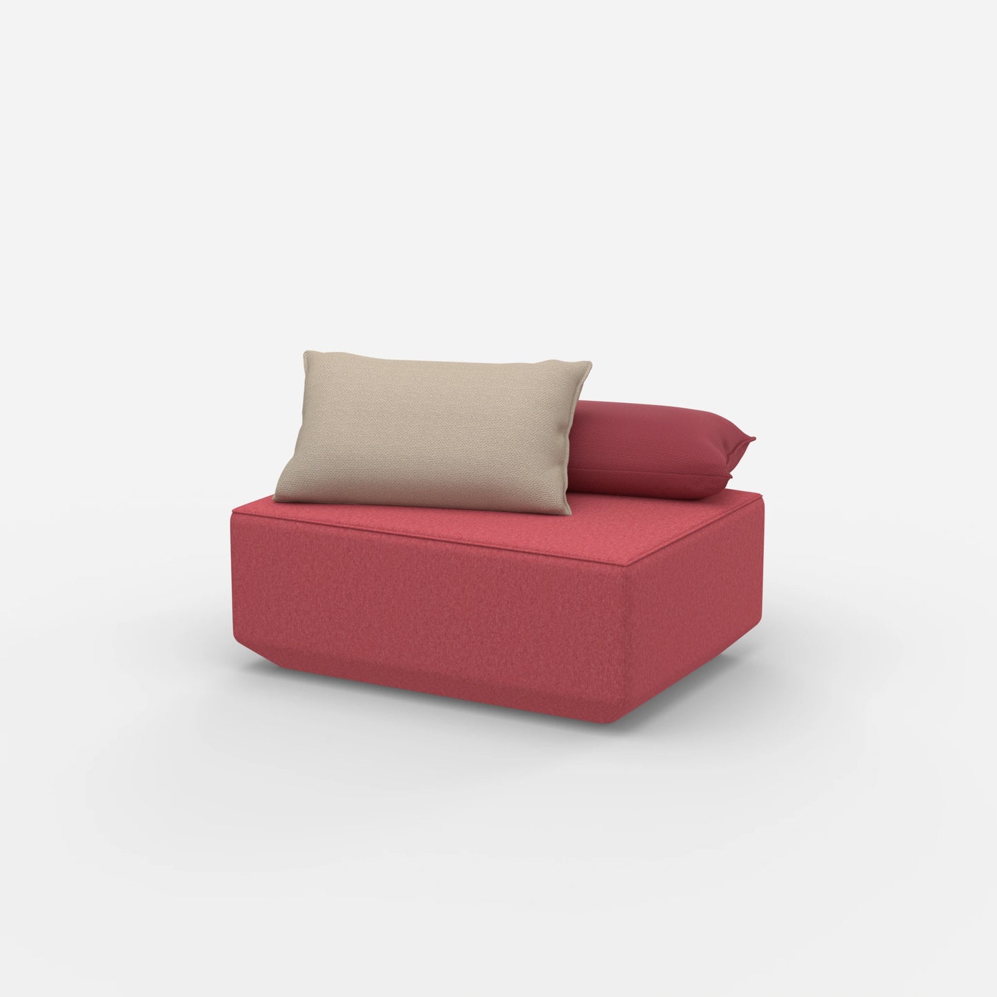 Pouf di seduta in rosa dal lato