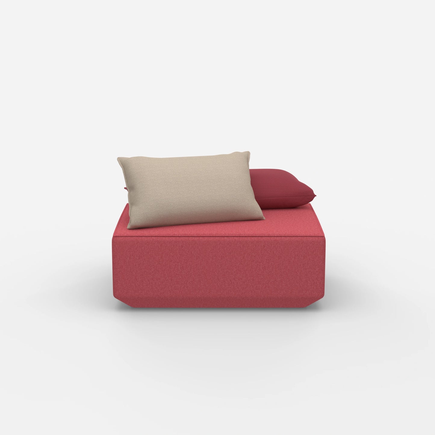 Pouf da seduta rosa visto frontalmente