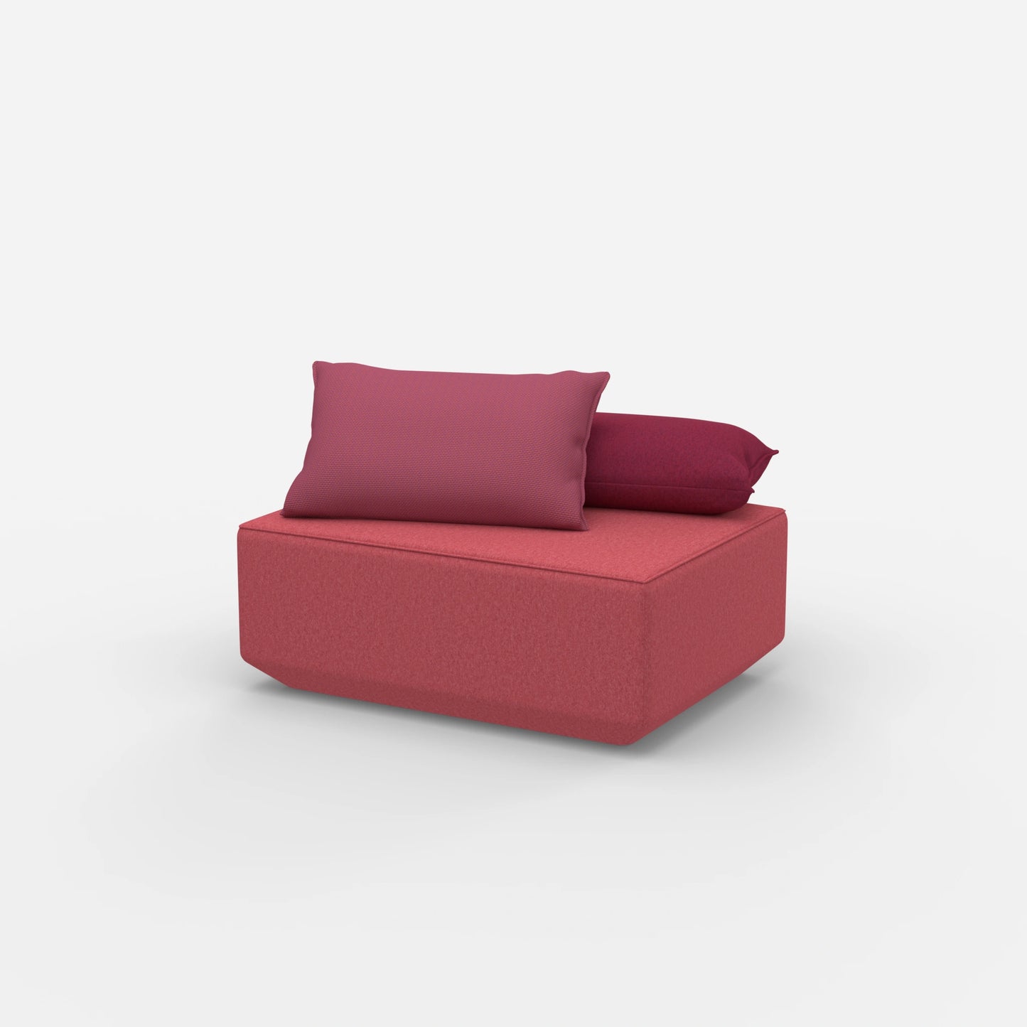 Pouf di seduta in rosa dal lato