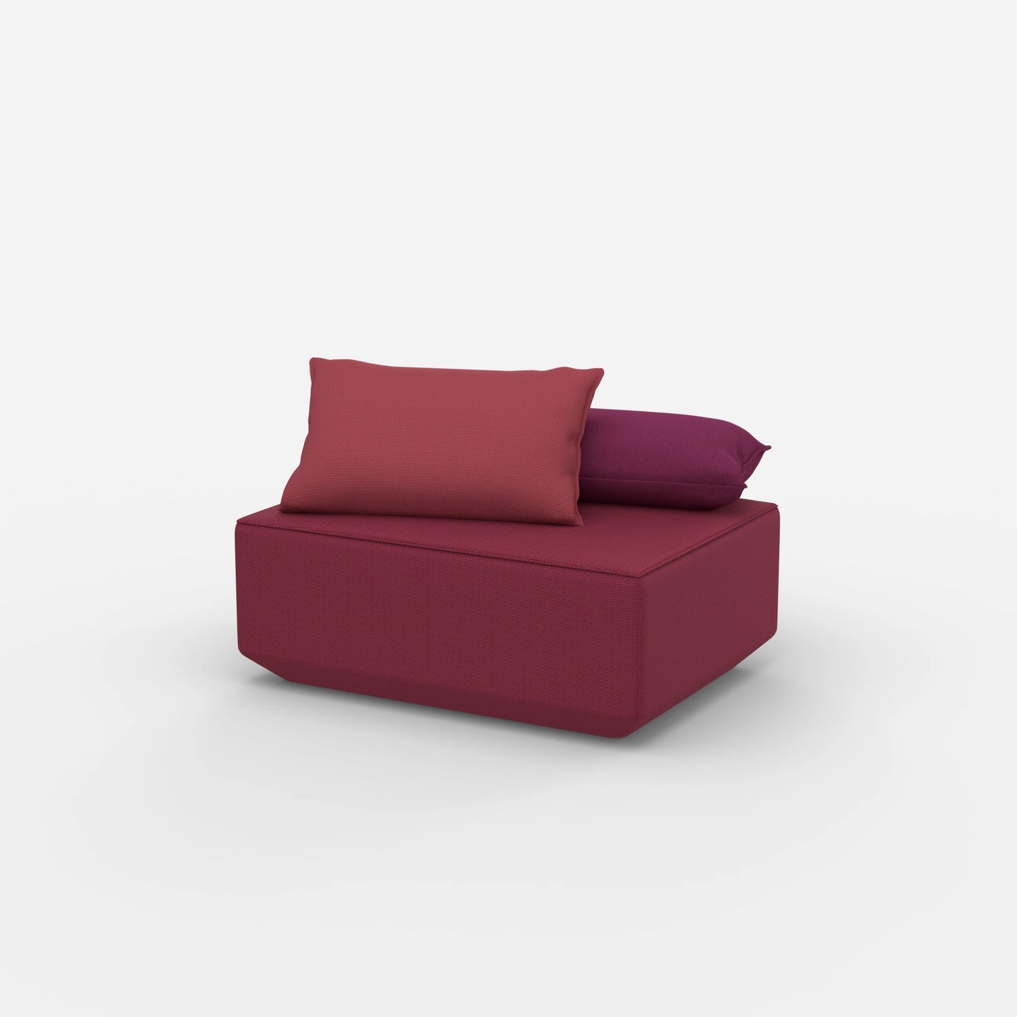 Pouf di seduta in rosa dal lato