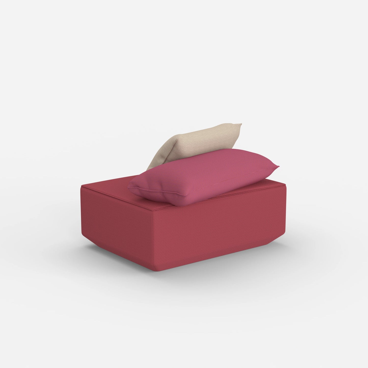Pouf di seduta in rosa da dietro