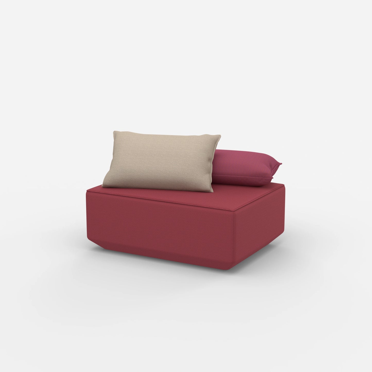 Pouf di seduta in rosa dal lato