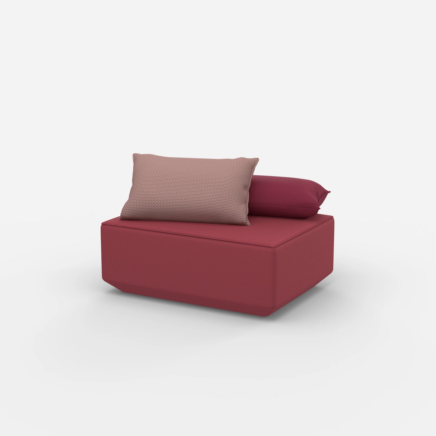 Pouf di seduta in rosa dal lato