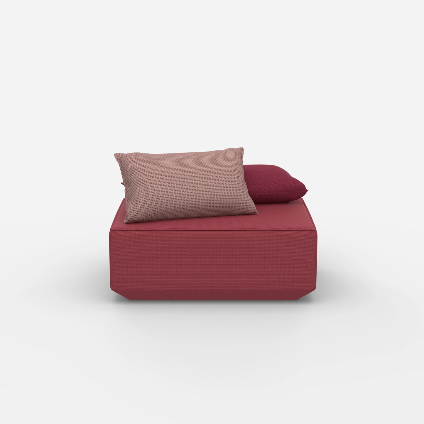 Pouf da seduta rosa visto frontalmente