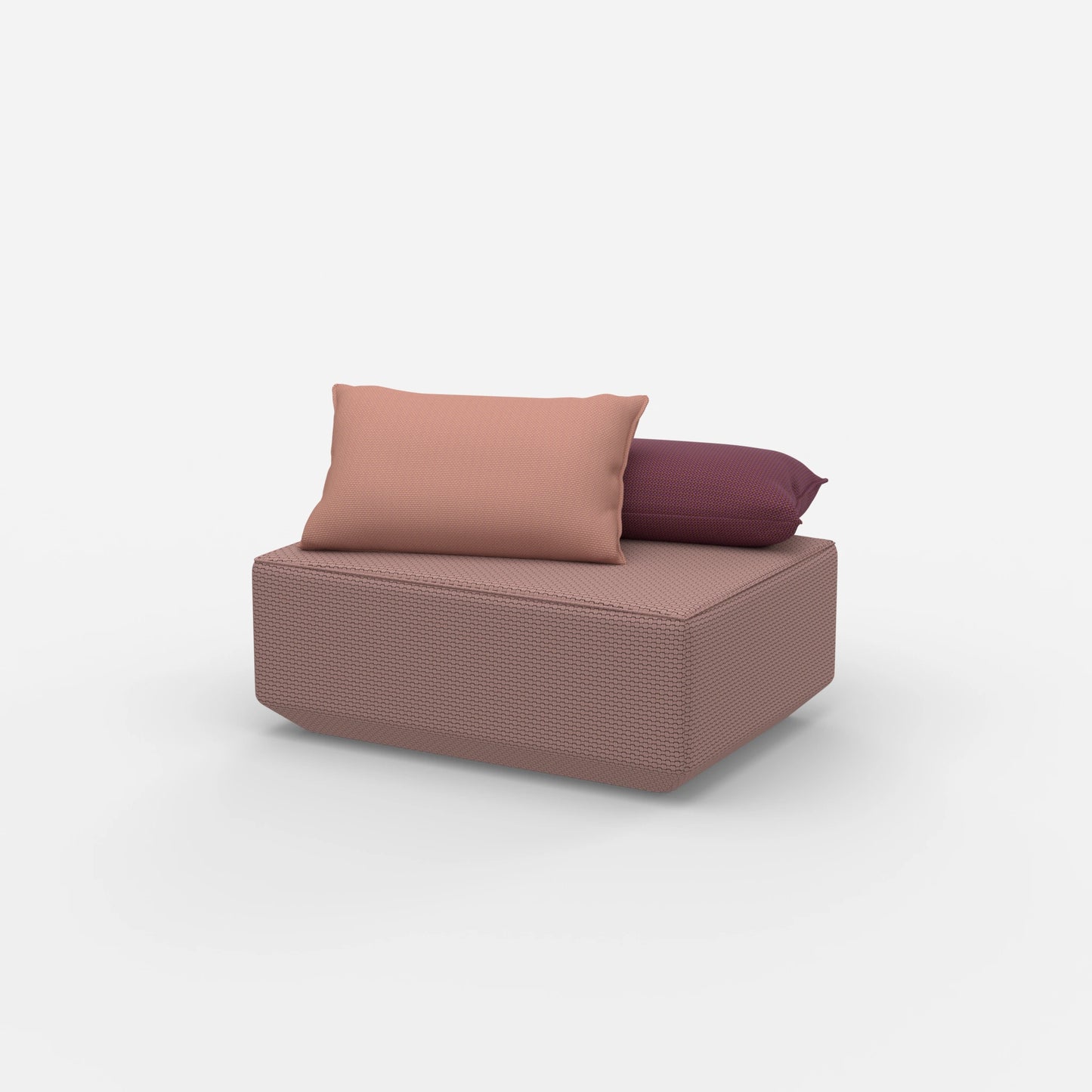 Pouf di seduta in rosa dal lato