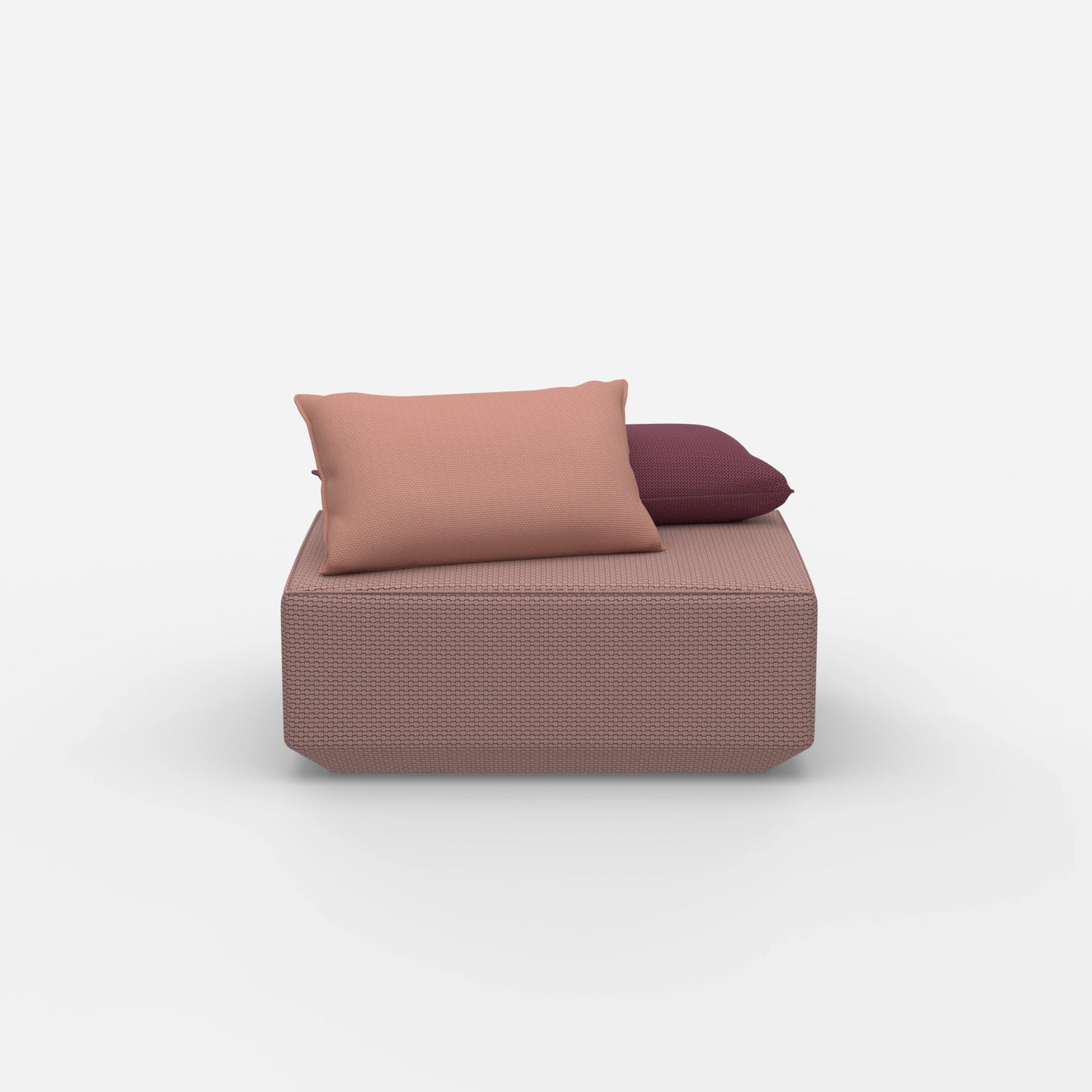 Pouf da seduta rosa visto frontalmente