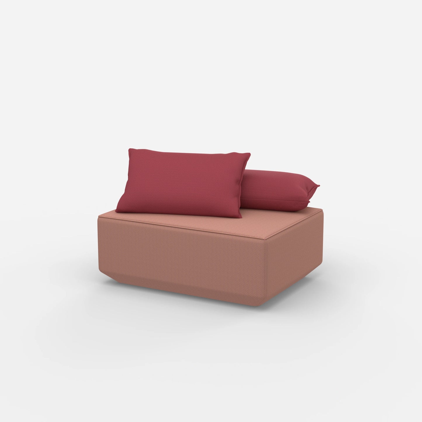 Pouf di seduta in rosa dal lato