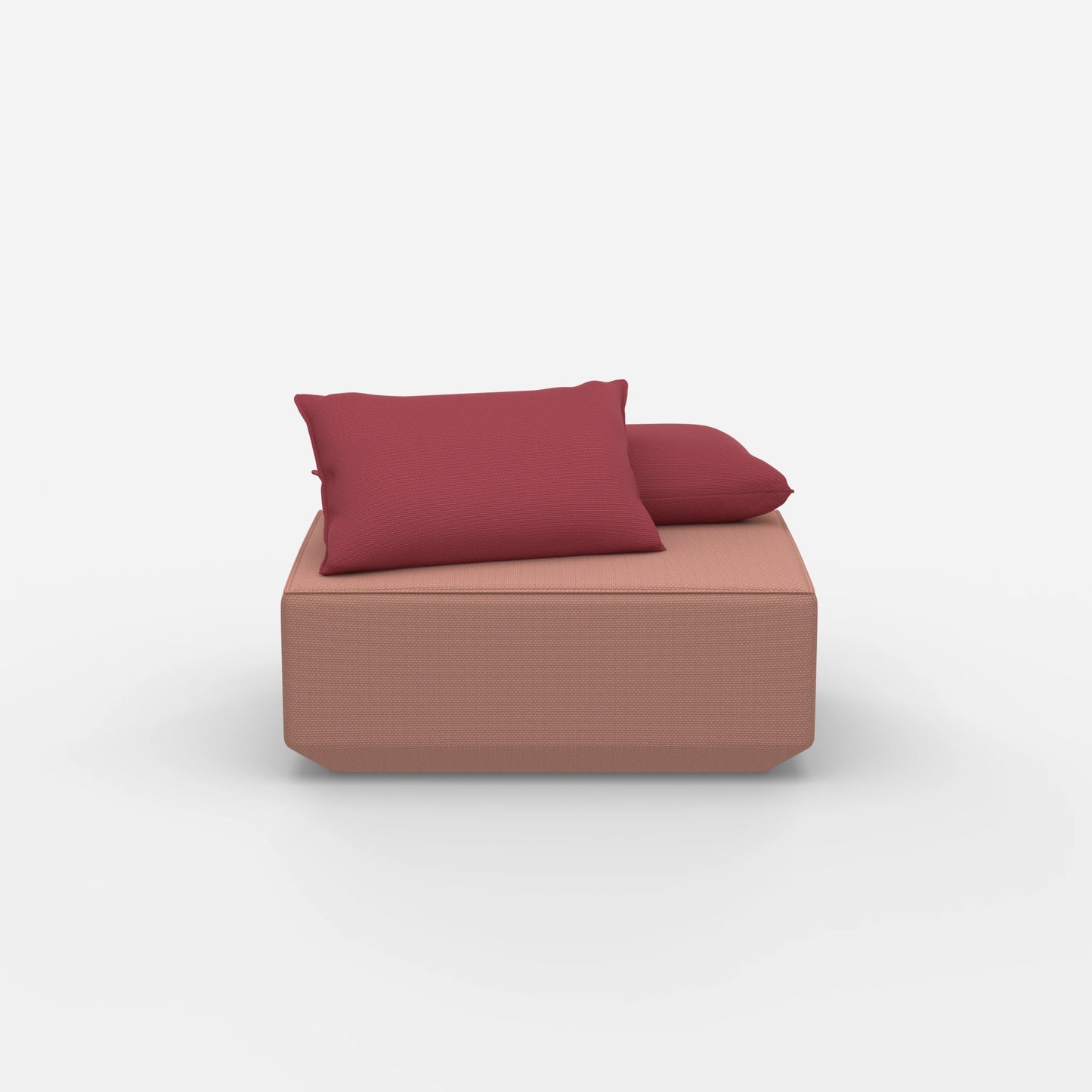 Pouf da seduta rosa visto frontalmente