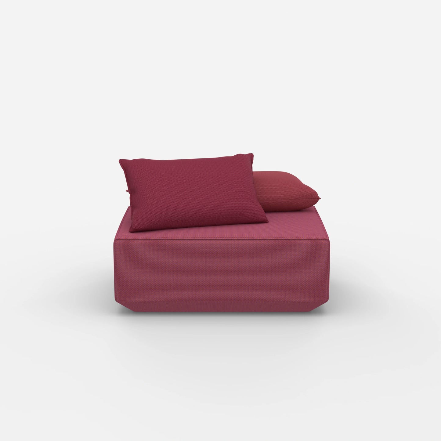 Pouf da seduta rosa visto frontalmente