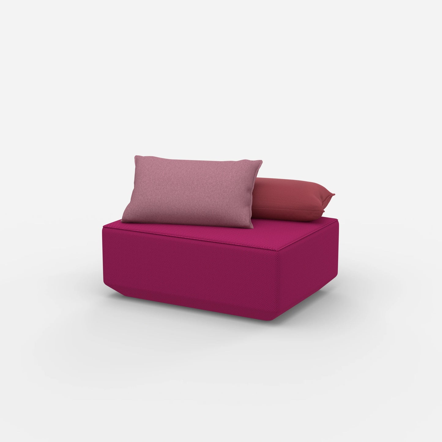 Pouf di seduta in rosa dal lato