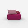 Pouf da seduta rosa visto frontalmente