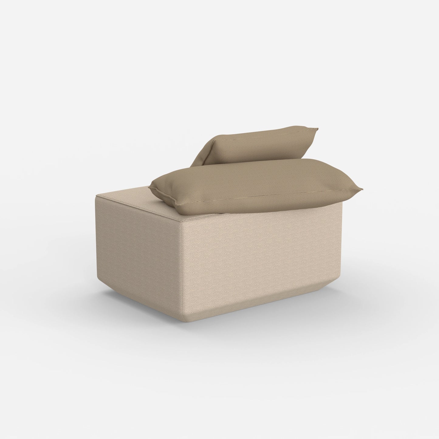 Seduta pouf moderna color tortora vista da dietro