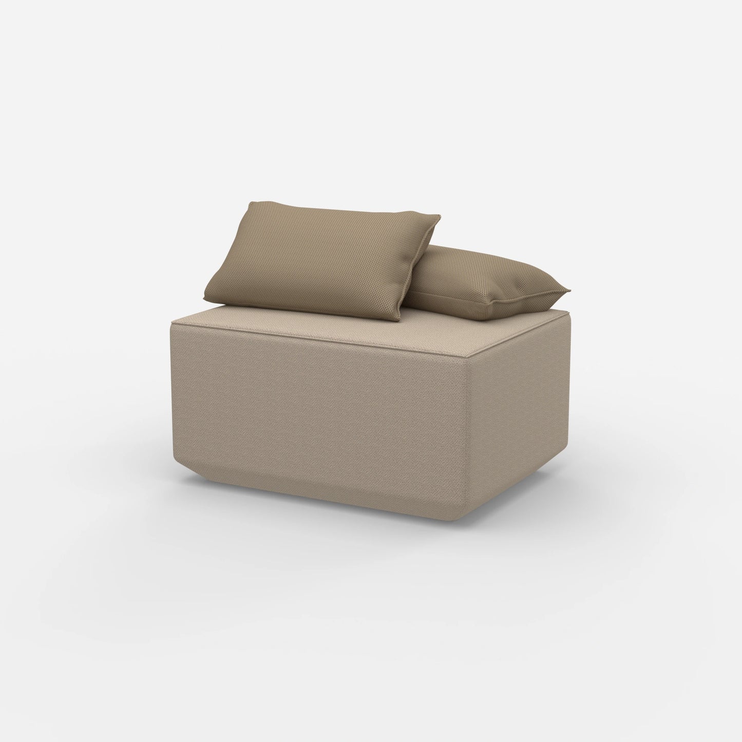 Pouf seduta tortora moderno visto di lato