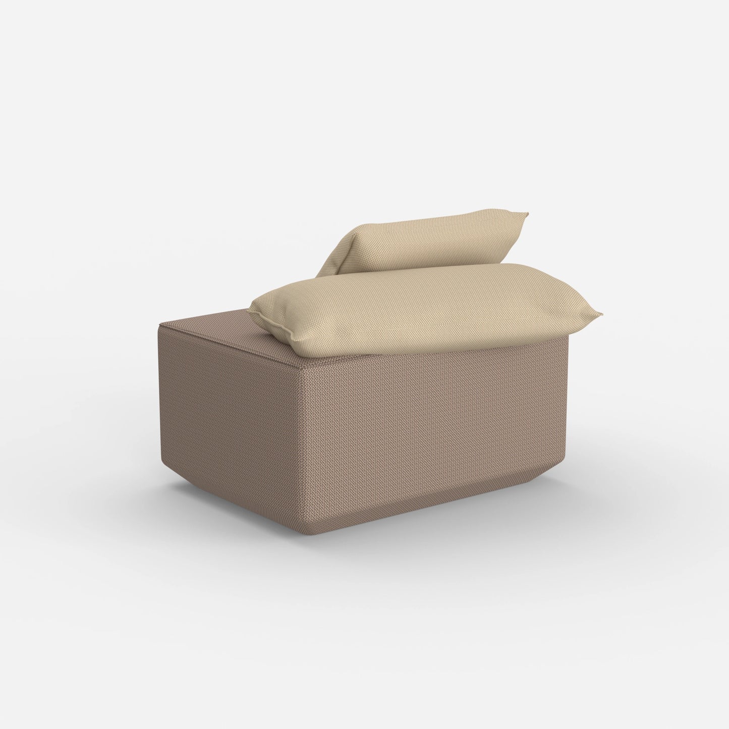 Seduta pouf moderna color tortora vista da dietro