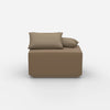 Pouf moderno color tortora visto di fronte