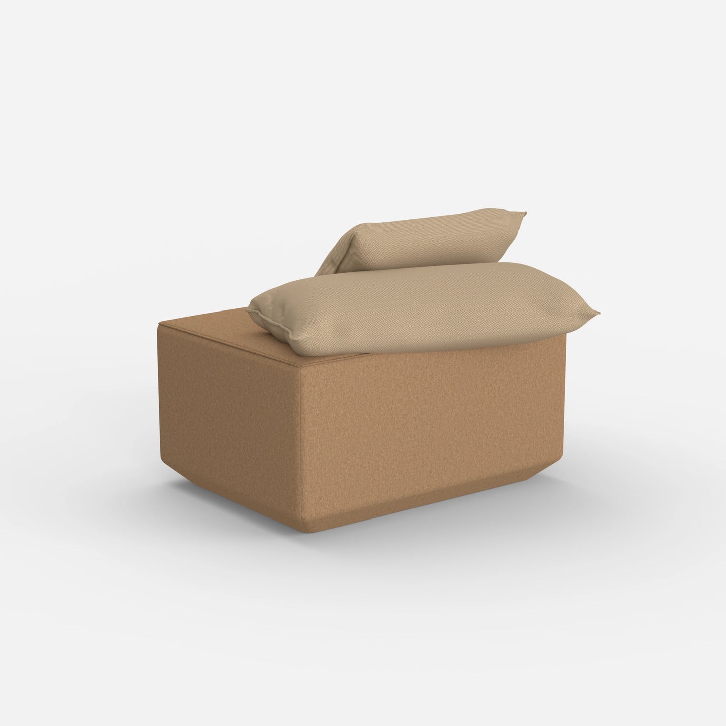 Seduta pouf moderna color tortora vista da dietro