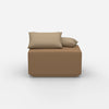 Pouf moderno color tortora visto di fronte