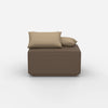 Pouf moderno color tortora visto di fronte