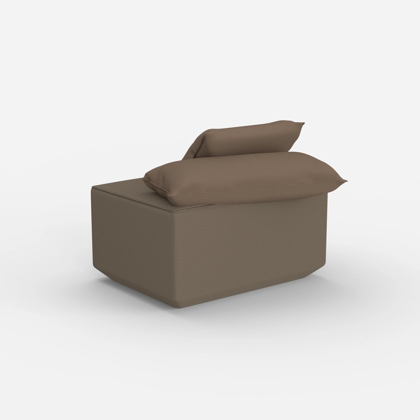 Seduta pouf moderna color tortora vista da dietro