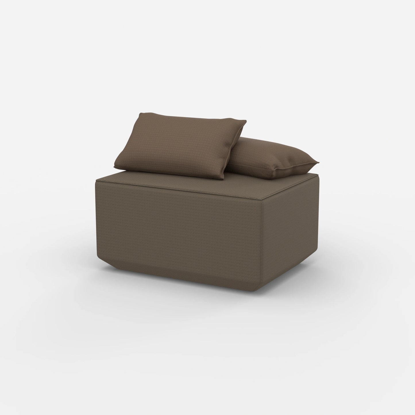 Pouf seduta tortora moderno visto di lato
