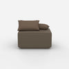 Pouf moderno color tortora visto di fronte