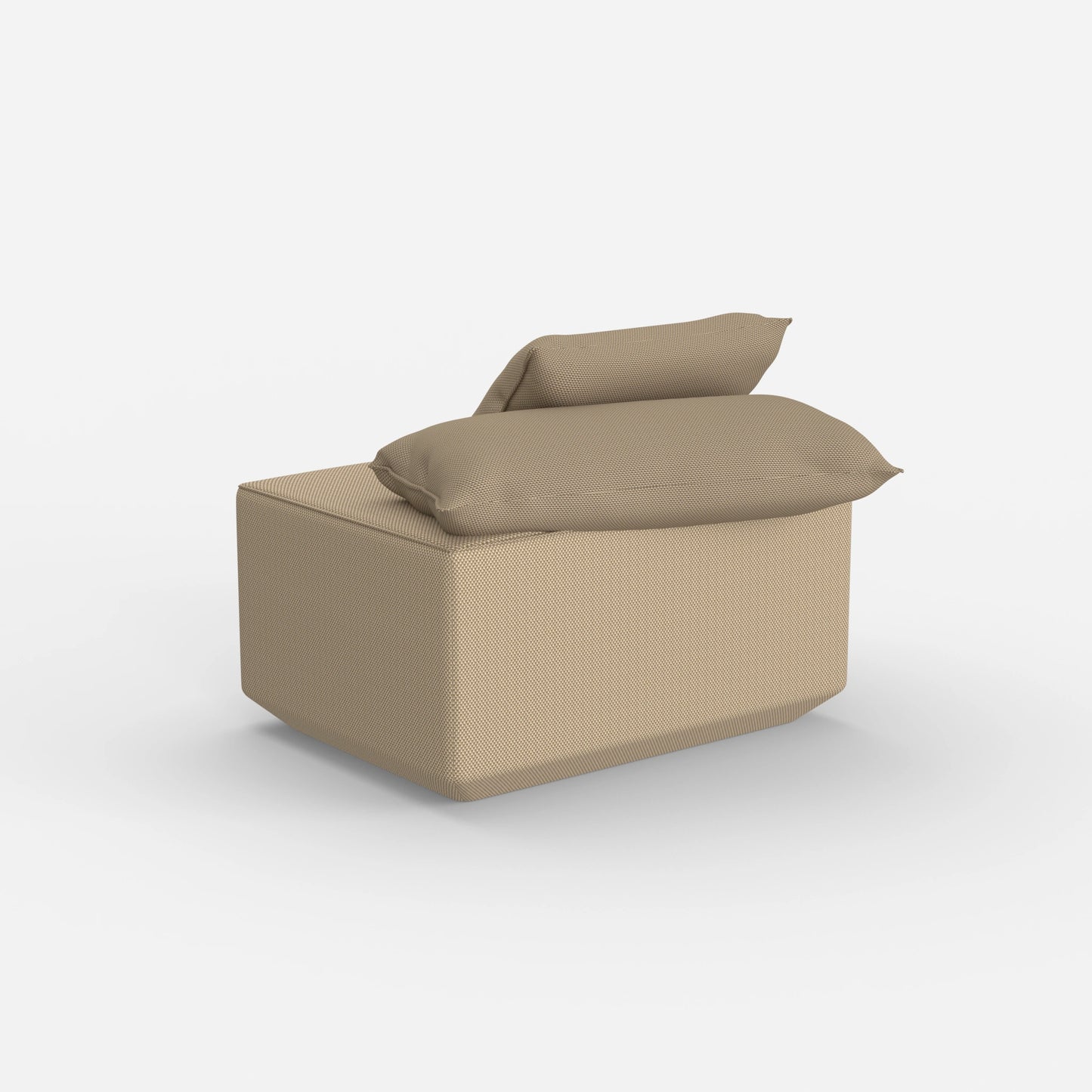 Seduta pouf moderna color tortora vista da dietro