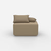 Pouf moderno color tortora visto di fronte