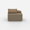Pouf moderno color tortora visto di fronte