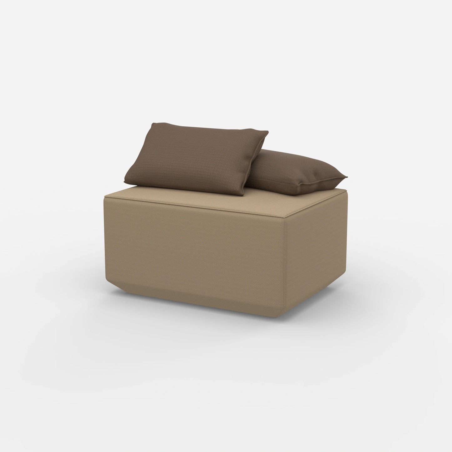 Pouf seduta tortora moderno visto di lato