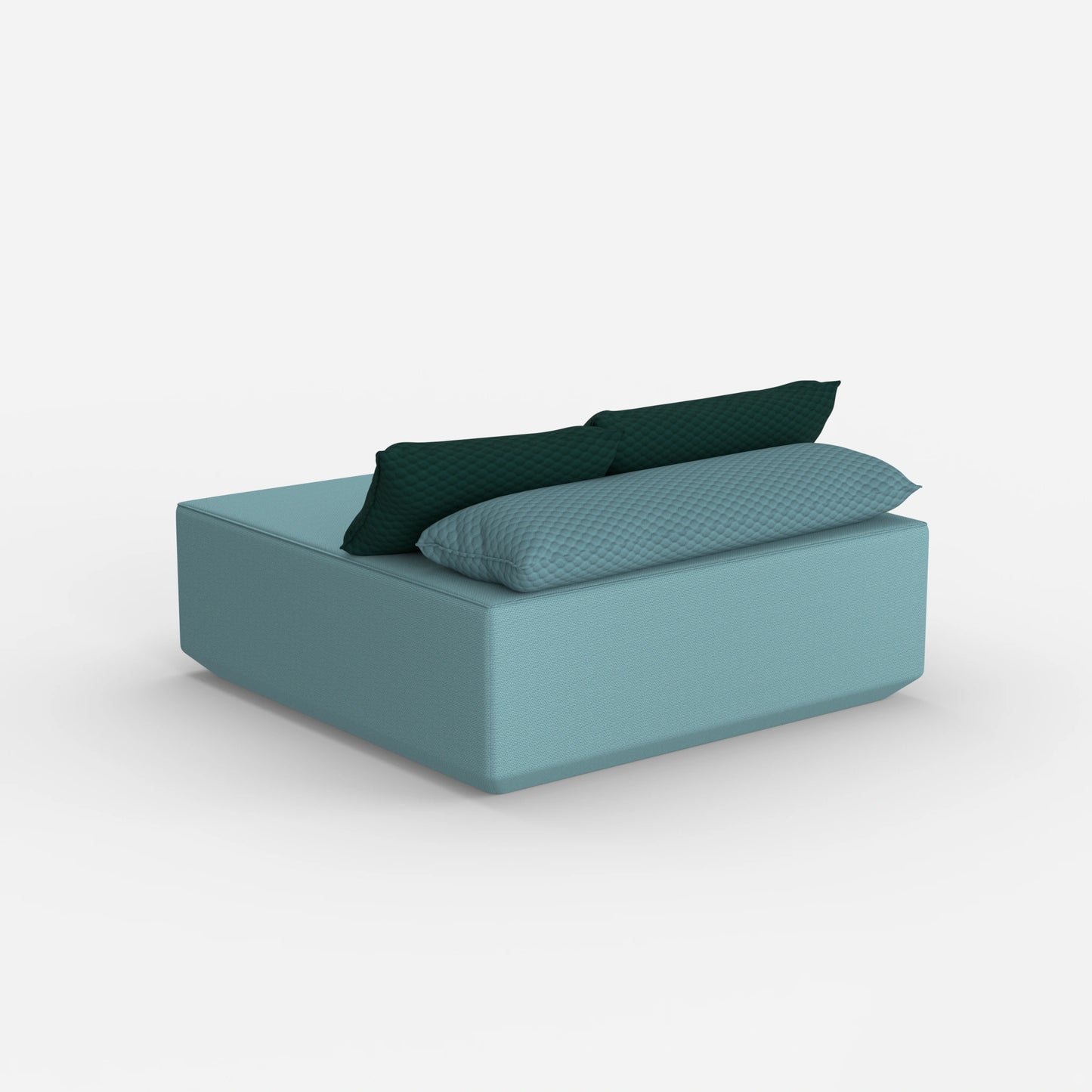 Pouf di seduta turchese da dietro
