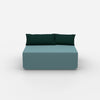 Pouf turchese visto frontalmente