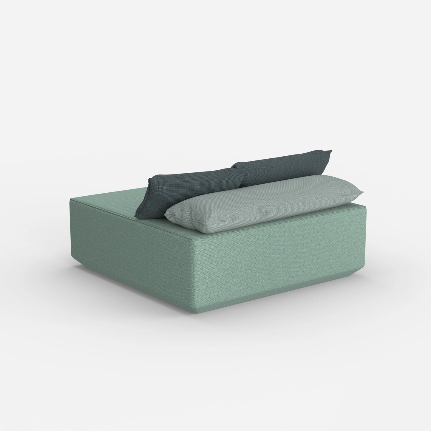 Pouf di seduta turchese da dietro