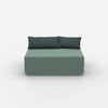Pouf turchese visto frontalmente
