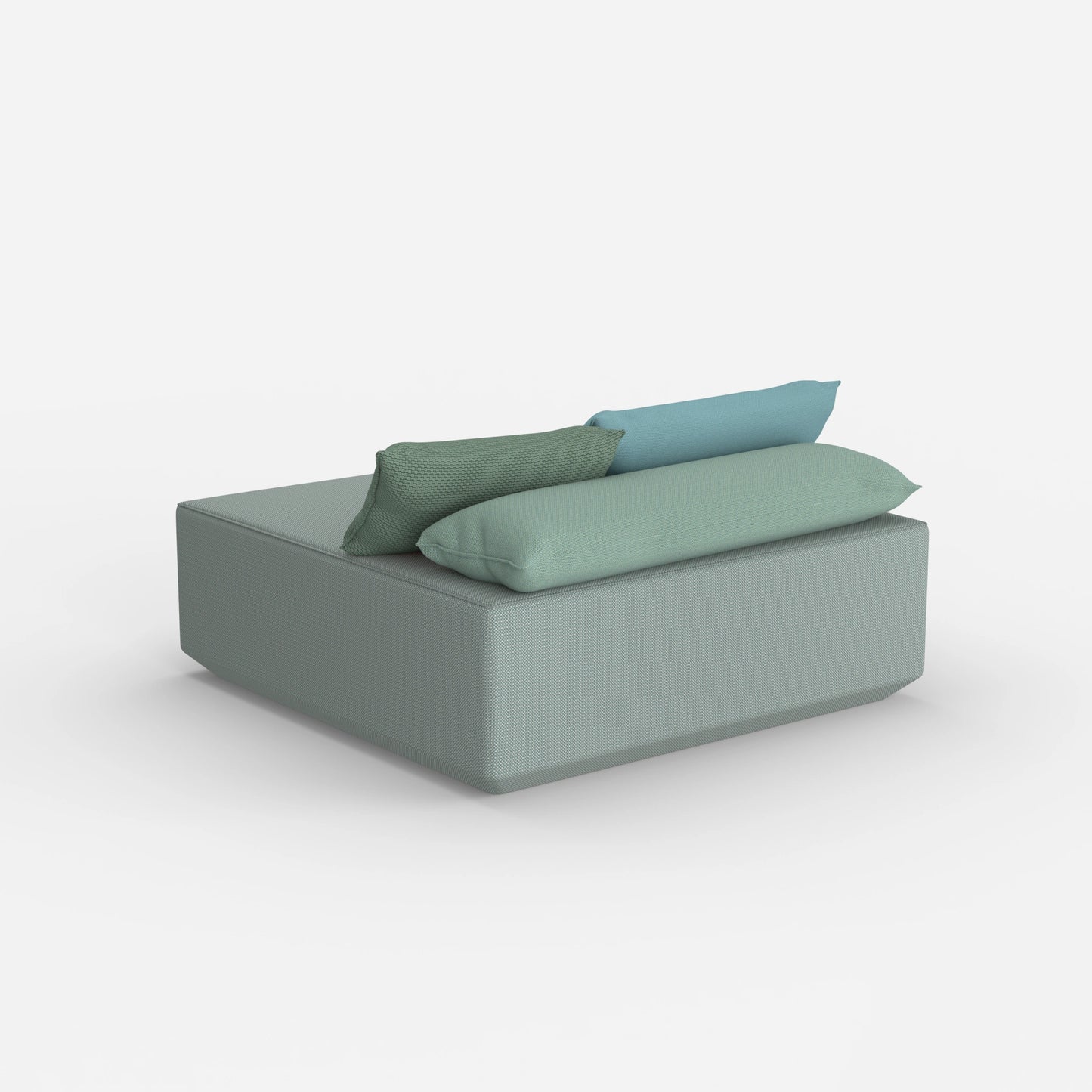 Pouf di seduta turchese da dietro