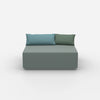 Pouf turchese visto frontalmente