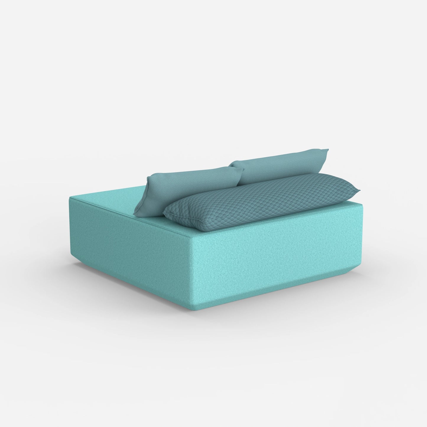 Pouf di seduta turchese da dietro