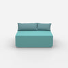 Pouf turchese visto frontalmente