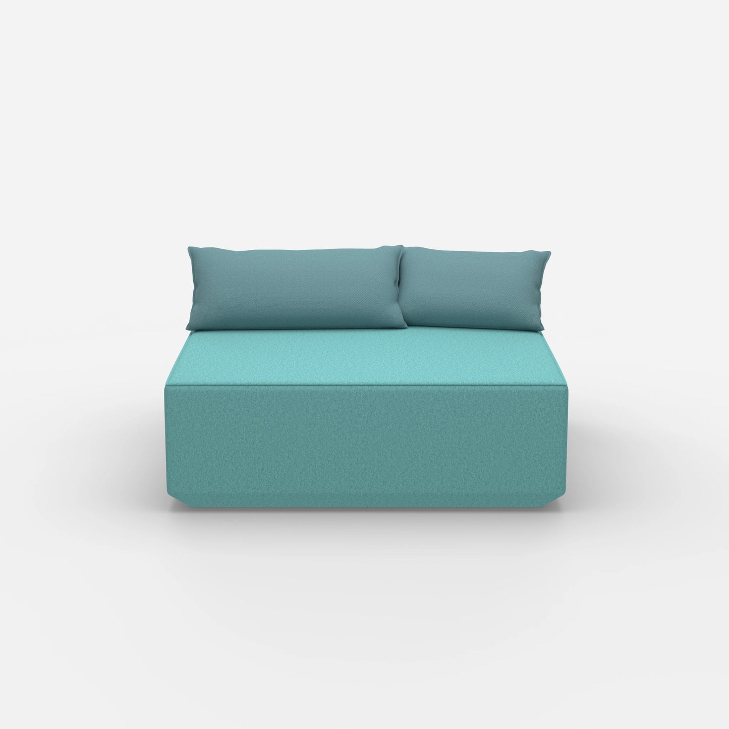 Pouf turchese visto frontalmente
