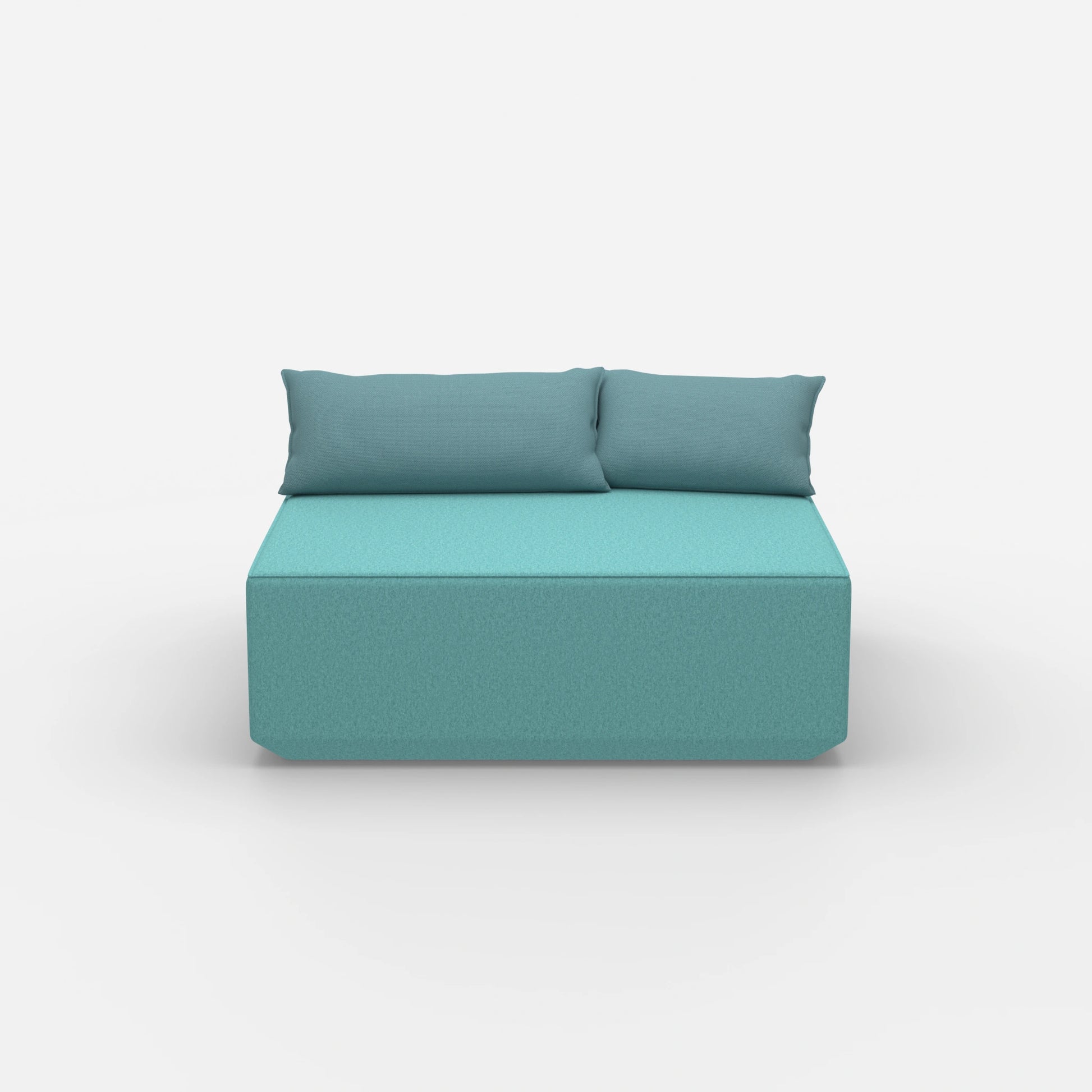 Pouf turchese visto frontalmente