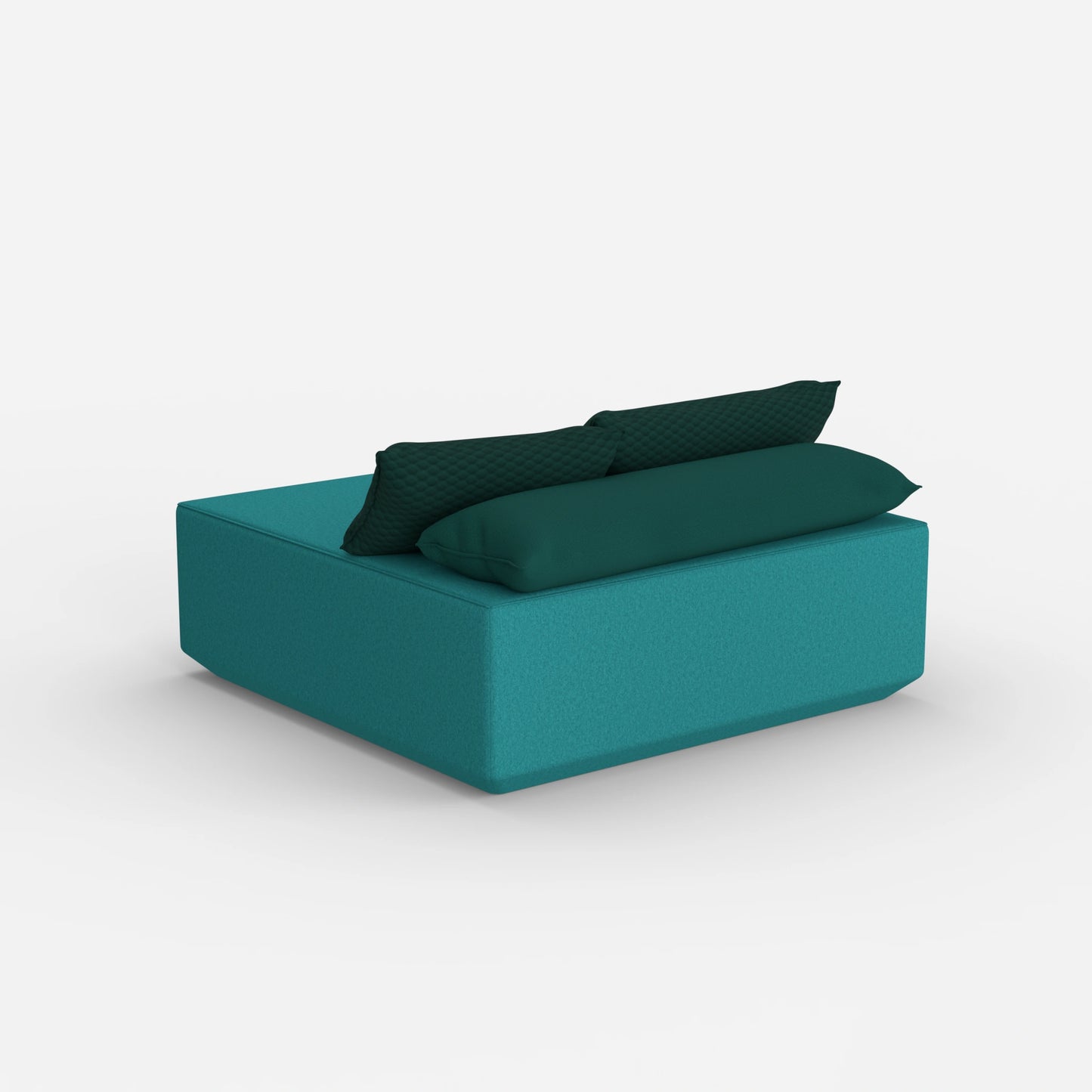 Pouf di seduta turchese da dietro