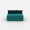 Pouf turchese visto frontalmente