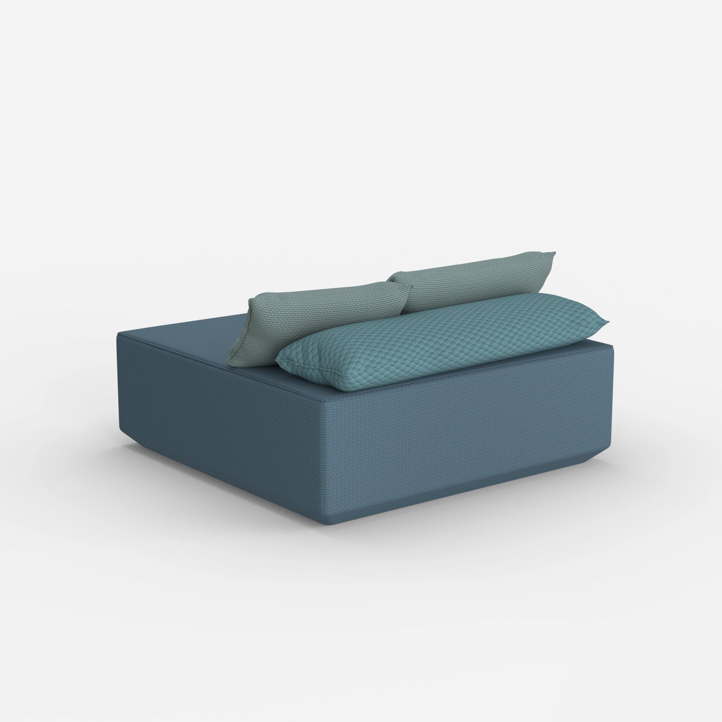 Pouf di seduta turchese da dietro