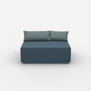 Pouf turchese visto frontalmente