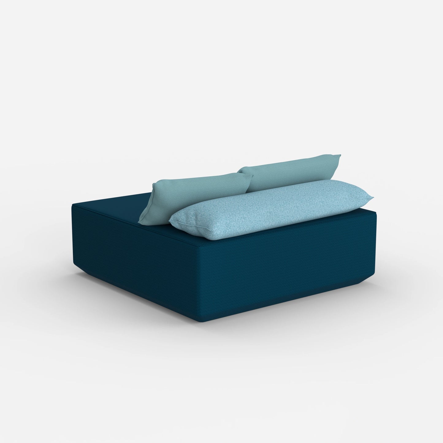 Pouf di seduta turchese da dietro