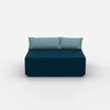 Pouf turchese visto frontalmente