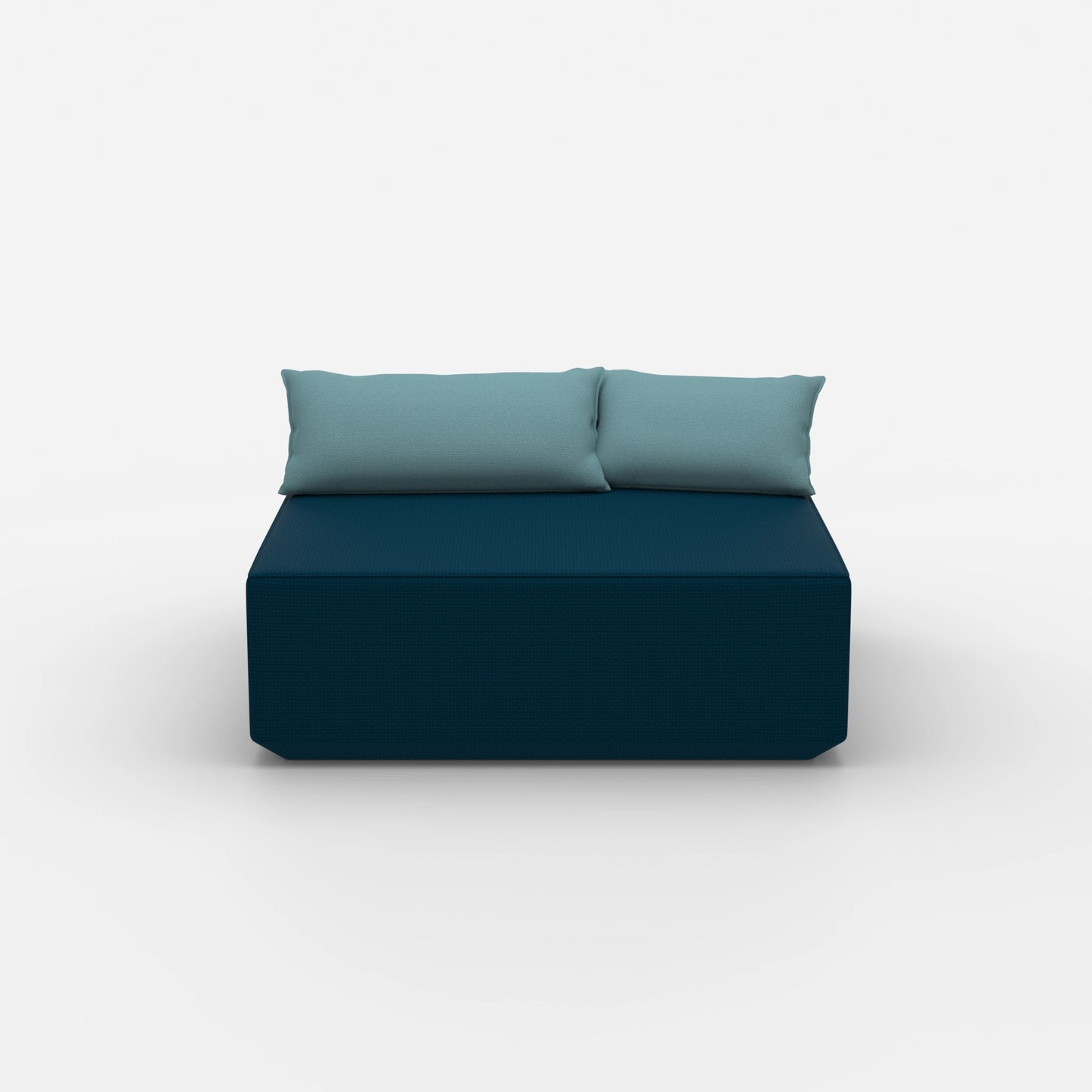 Pouf turchese visto frontalmente