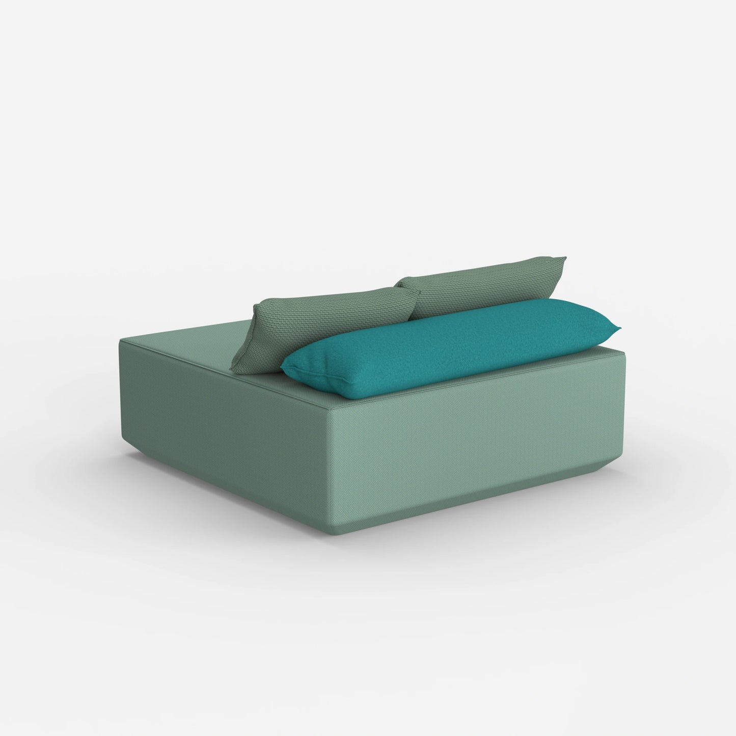 Pouf di seduta turchese da dietro